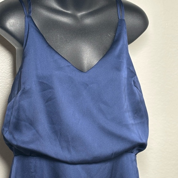 Lulu's Navy Satin Ruffle Mini Dress - Picture 9 of 15